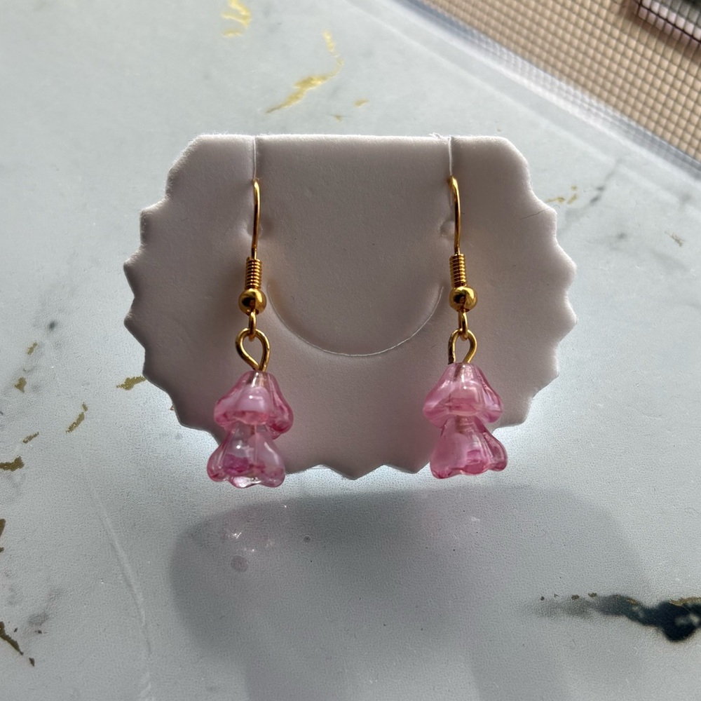 Elegant Pink Flower Earrings